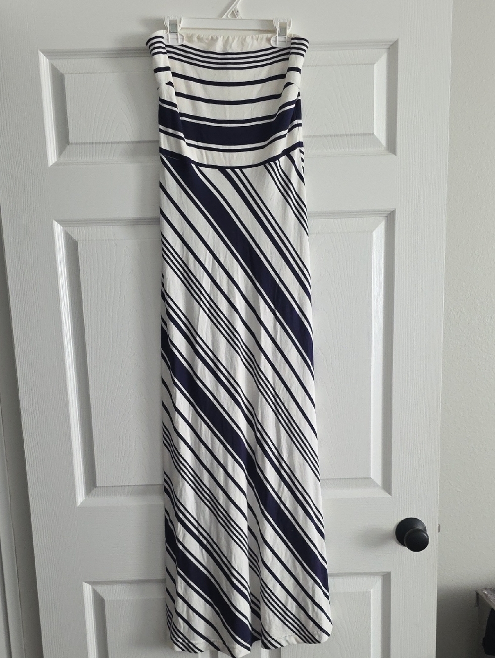 Banana Republic Strapless Striped Maxi Tube Dress - Navy/White